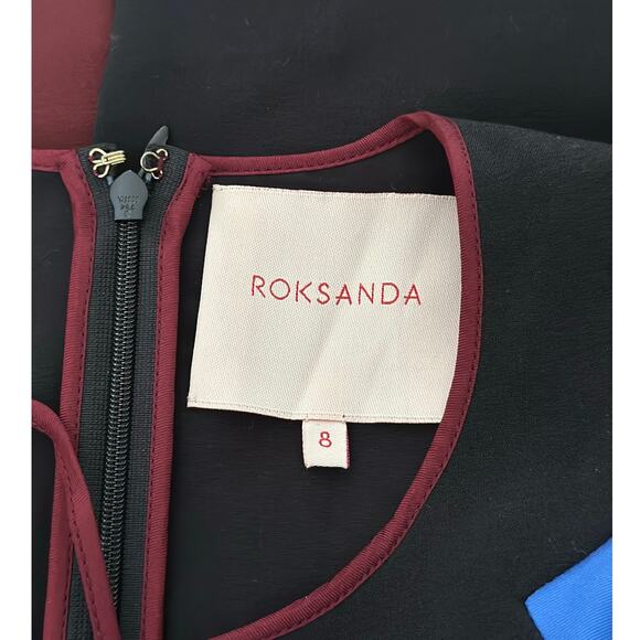 Roksanda Colorblock Pleated Sleeves Fitted Midi Length Dress I 8 - Picture 4 of 10